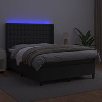 Thumbnail for Boxspringbett mit Matratze & LED Schwarz 140x190 cm Kunstleder
