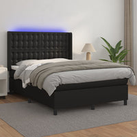Thumbnail for Boxspringbett mit Matratze & LED Schwarz 140x190 cm Kunstleder