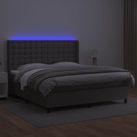 Thumbnail for Boxspringbett mit Matratze & LED Grau 180x200 cm Kunstleder