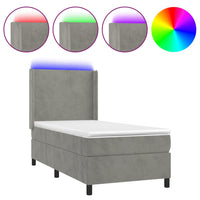 Thumbnail for Boxspringbett mit Matratze & LED Hellgrau 80x200 cm Samt