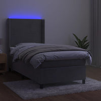 Thumbnail for Boxspringbett mit Matratze & LED Hellgrau 80x200 cm Samt