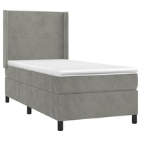 Thumbnail for Boxspringbett mit Matratze & LED Hellgrau 80x200 cm Samt