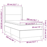 Thumbnail for Boxspringbett mit Matratze & LED Hellgrau 80x200 cm Samt