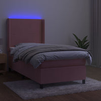 Thumbnail for Boxspringbett mit Matratze & LED Rosa 90x190 cm Samt