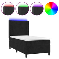 Thumbnail for Boxspringbett mit Matratze & LED Schwarz 100x200 cm Samt