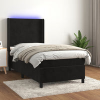 Thumbnail for Boxspringbett mit Matratze & LED Schwarz 100x200 cm Samt