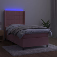 Thumbnail for Boxspringbett mit Matratze & LED Rosa 90x190 cm Samt