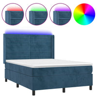 Thumbnail for Boxspringbett mit Matratze & LED Dunkelblau 140x190 cm Samt