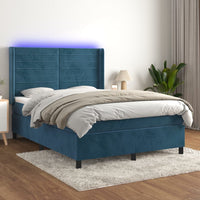 Thumbnail for Boxspringbett mit Matratze & LED Dunkelblau 140x190 cm Samt