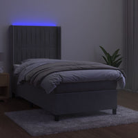 Thumbnail for Boxspringbett mit Matratze & LED Hellgrau 90x190 cm Samt