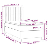 Thumbnail for Boxspringbett mit Matratze & LED Hellgrau 90x190 cm Samt