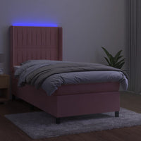 Thumbnail for Boxspringbett mit Matratze & LED Rosa 90x190 cm Samt