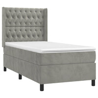 Thumbnail for Boxspringbett mit Matratze & LED Hellgrau 90x190 cm Samt