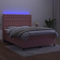 Thumbnail for Boxspringbett mit Matratze & LED Rosa 140x190 cm Samt