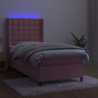 Thumbnail for Boxspringbett mit Matratze & LED Rosa 90x190 cm Samt