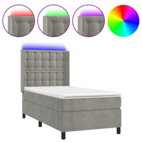 Thumbnail for Boxspringbett mit Matratze & LED Hellgrau 100x200 cm Samt