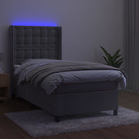 Thumbnail for Boxspringbett mit Matratze & LED Hellgrau 100x200 cm Samt