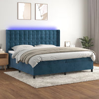 Thumbnail for Boxspringbett mit Matratze & LED Dunkelblau 200x200 cm Samt