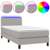 Thumbnail for Boxspringbett mit Matratze & LED Hellgrau 90x200 cm Stoff
