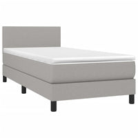 Thumbnail for Boxspringbett mit Matratze & LED Hellgrau 90x200 cm Stoff
