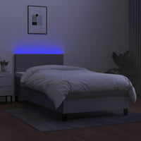Thumbnail for Boxspringbett mit Matratze & LED Hellgrau 90x200 cm Stoff
