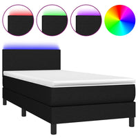 Thumbnail for Boxspringbett mit Matratze & LED Schwarz 90x200 cm Stoff