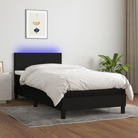 Thumbnail for Boxspringbett mit Matratze & LED Schwarz 90x200 cm Stoff