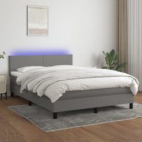 Thumbnail for Boxspringbett mit Matratze & LED Dunkelgrau 140x190 cm Stoff