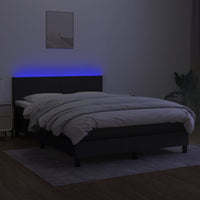 Thumbnail for Boxspringbett mit Matratze & LED Schwarz 140x190 cm Stoff
