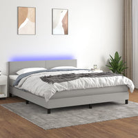Thumbnail for Boxspringbett mit Matratze & LED Hellgrau 160x200 cm Stoff