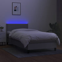 Thumbnail for Boxspringbett mit Matratze & LED Hellgrau 80x200 cm Stoff