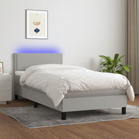 Thumbnail for Boxspringbett mit Matratze & LED Hellgrau 80x200 cm Stoff