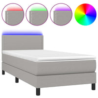 Thumbnail for Boxspringbett mit Matratze & LED Hellgrau 90x190 cm Stoff