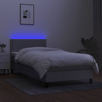 Thumbnail for Boxspringbett mit Matratze & LED Hellgrau 90x190 cm Stoff