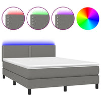 Thumbnail for Boxspringbett mit Matratze & LED Dunkelgrau 140x190 cm Stoff