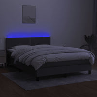 Thumbnail for Boxspringbett mit Matratze & LED Dunkelgrau 140x190 cm Stoff