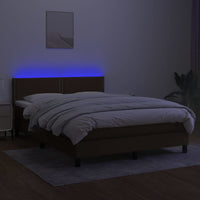 Thumbnail for Boxspringbett mit Matratze & LED Dunkelbraun 140x200 cm Stoff