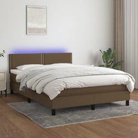 Thumbnail for Boxspringbett mit Matratze & LED Dunkelbraun 140x200 cm Stoff