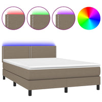 Thumbnail for Boxspringbett mit Matratze & LED Taupe 140x200 cm Stoff