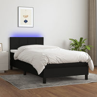 Thumbnail for Boxspringbett mit Matratze & LED Schwarz 100x200 cm Stoff