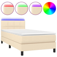 Thumbnail for Boxspringbett mit Matratze & LED Creme 100x200 cm Stoff