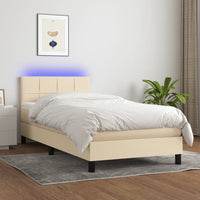 Thumbnail for Boxspringbett mit Matratze & LED Creme 100x200 cm Stoff