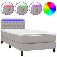 Thumbnail for Boxspringbett mit Matratze & LED Hellgrau 100x200 cm Stoff