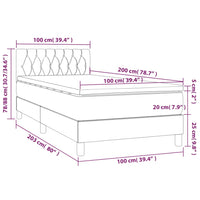 Thumbnail for Boxspringbett mit Matratze & LED Hellgrau 100x200 cm Stoff