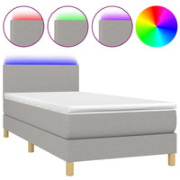 Thumbnail for Boxspringbett mit Matratze & LED Hellgrau 80x200 cm Stoff