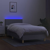 Thumbnail for Boxspringbett mit Matratze & LED Hellgrau 80x200 cm Stoff