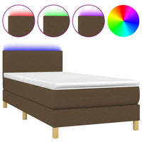 Thumbnail for Boxspringbett mit Matratze & LED Dunkelbraun 90x200 cm Stoff