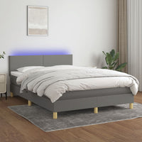 Thumbnail for Boxspringbett mit Matratze & LED Dunkelgrau 140x200 cm Stoff