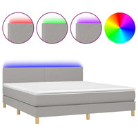Thumbnail for Boxspringbett mit Matratze & LED Hellgrau 160x200 cm Stoff