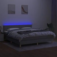 Thumbnail for Boxspringbett mit Matratze & LED Hellgrau 160x200 cm Stoff
